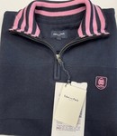 EDEN PARK | Half Zip  Navy  and pink collar 100% cotton
