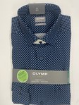 OLYMP | Blue and white spotted modern and comfort  fit long sleeved shirt