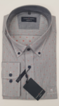 CASA MODA | Navy white stripe casual long sleeved shirt with orange dotted design - XL, 3XL only