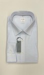 Olymp White Formal Shirt with Blue Design, Contrast Buttons